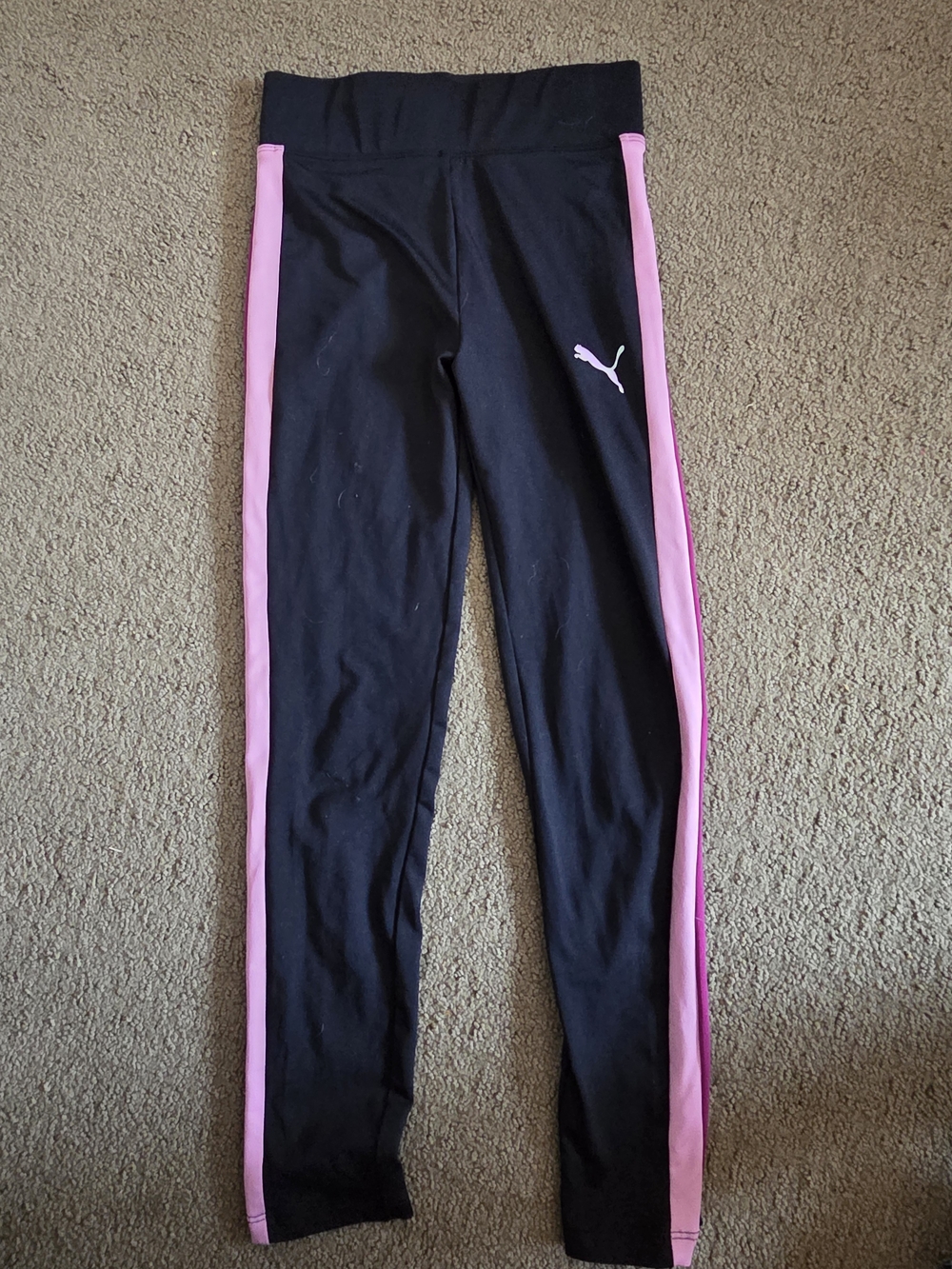 Puma Black Leggings with Pink Side Panels